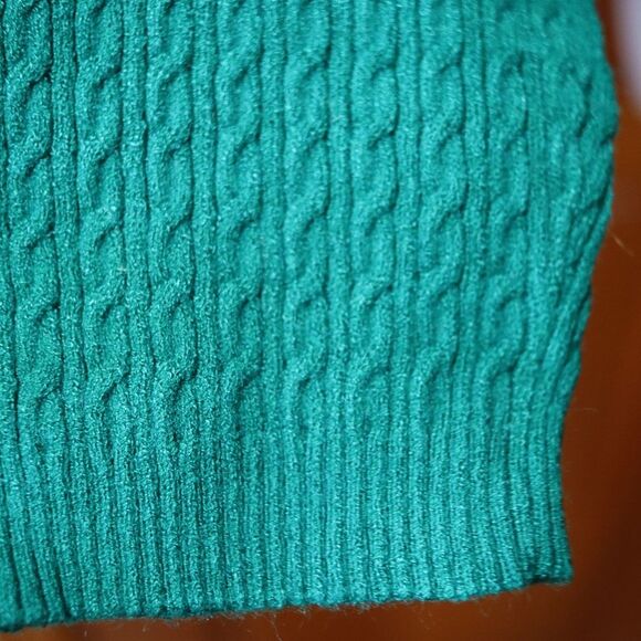 Charter Club Teal Cable Knit Turtle Neck Sweater LG - Picture 4 of 13